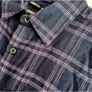 Kenneth Cole New York Mens Slim Fit Coastal coastal blue Plaid Flannel Shirt M